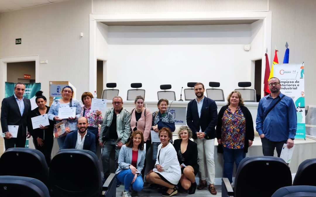 CLM INCLUSIVA COCEMFE clausura en Cuenca el curso formativo de “Limpieza de Exteriores e Industrial”